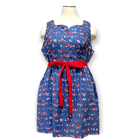 Retrolicious Dresses & Skirts - NWT Retrolicious Bliss Blue Fit & Flare Red Balloon Dress Above Knee Plus Size